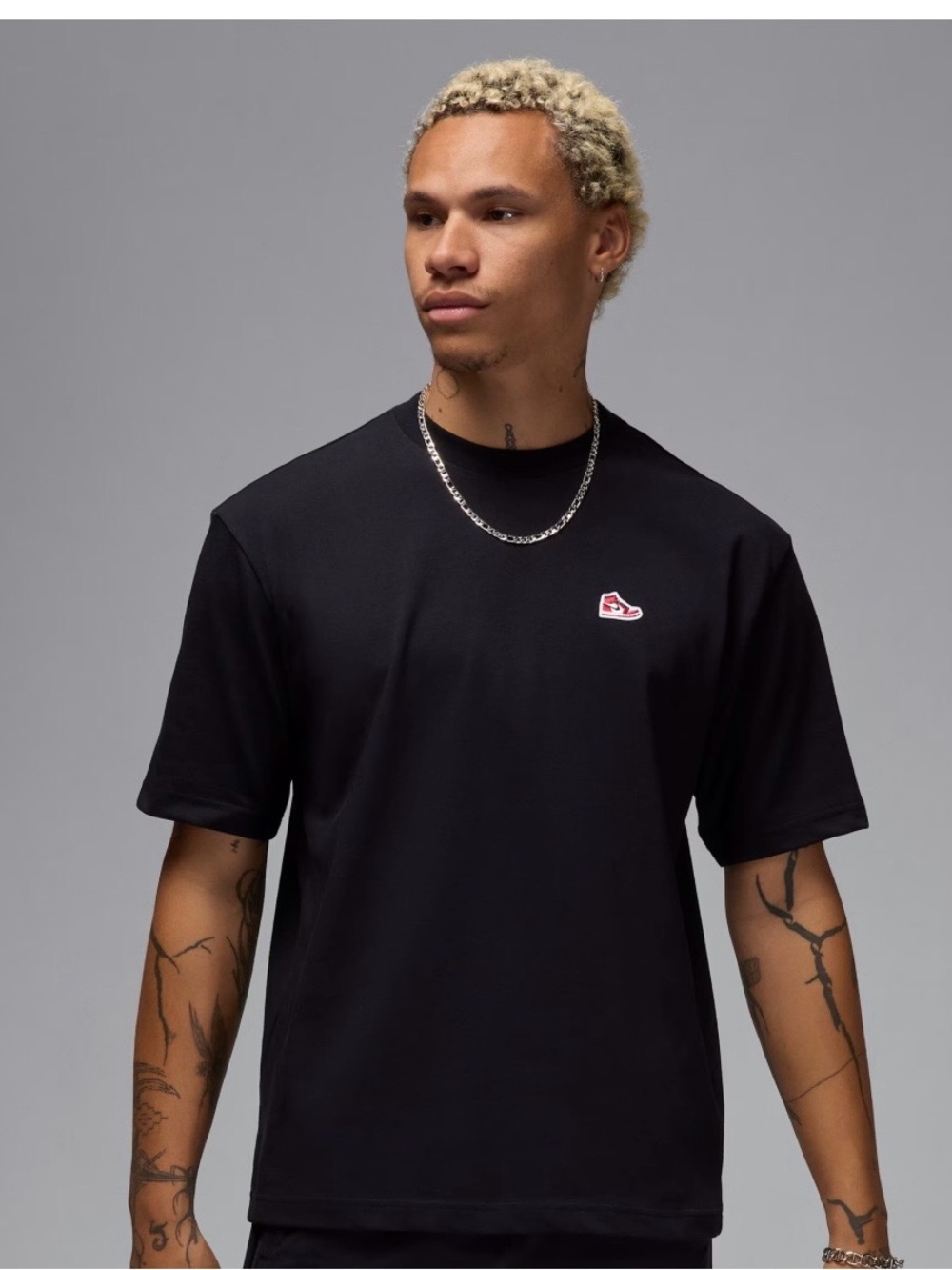Jordan X Nike DUNK Embroidered Sneaker Black Tee Shirt Mens Size Medium